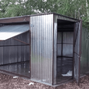 Garaż blaszany ocynkowany 4x6, jednospadowy, jednostanowiskowy.