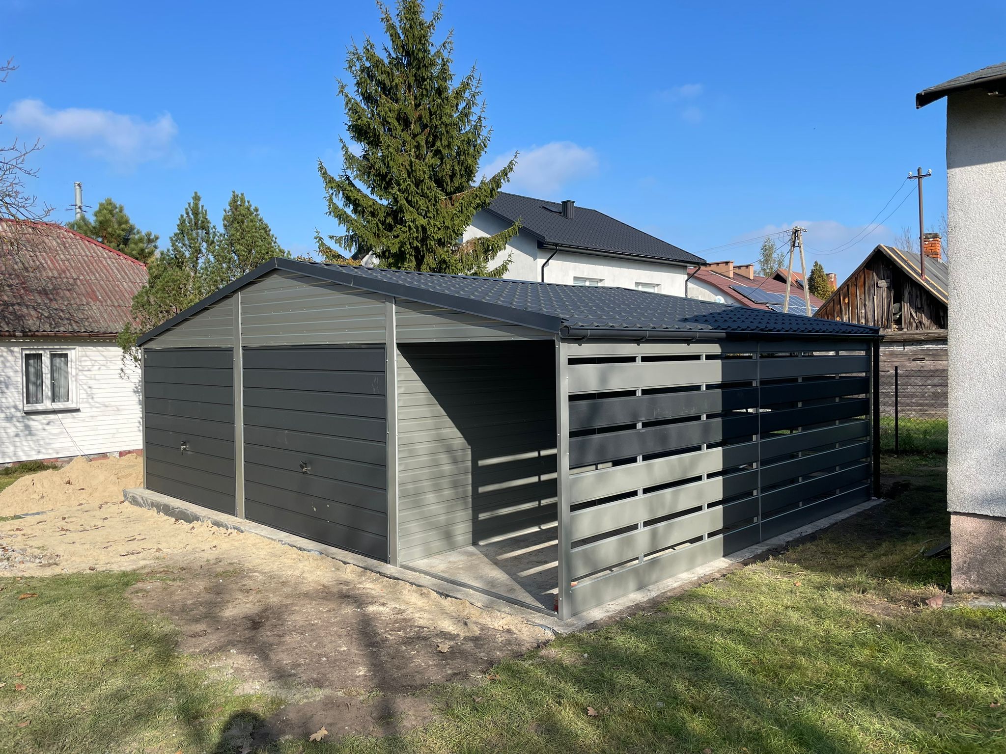 Garaż 8x6 dwustanowiskowy z wiatą